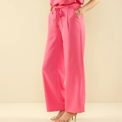 Broek<Blancheporte Effen, ruime en soepele broek roze
