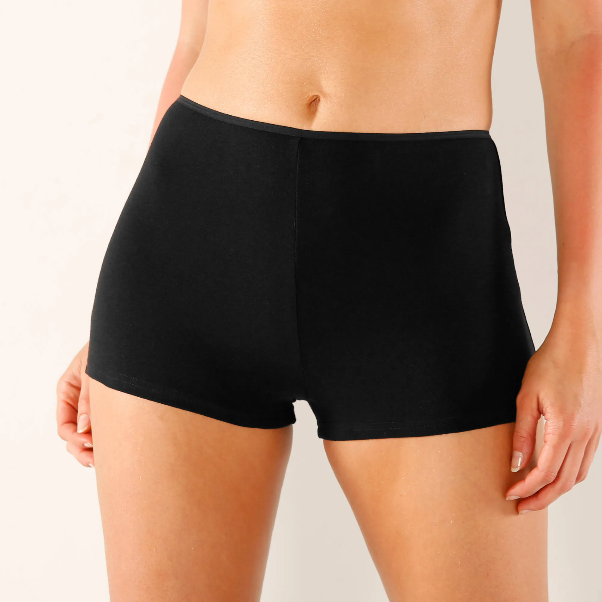 Slip En Shorty<Blancheporte Effen shorty in stretchkatoen - Set van 10 wit / zwart