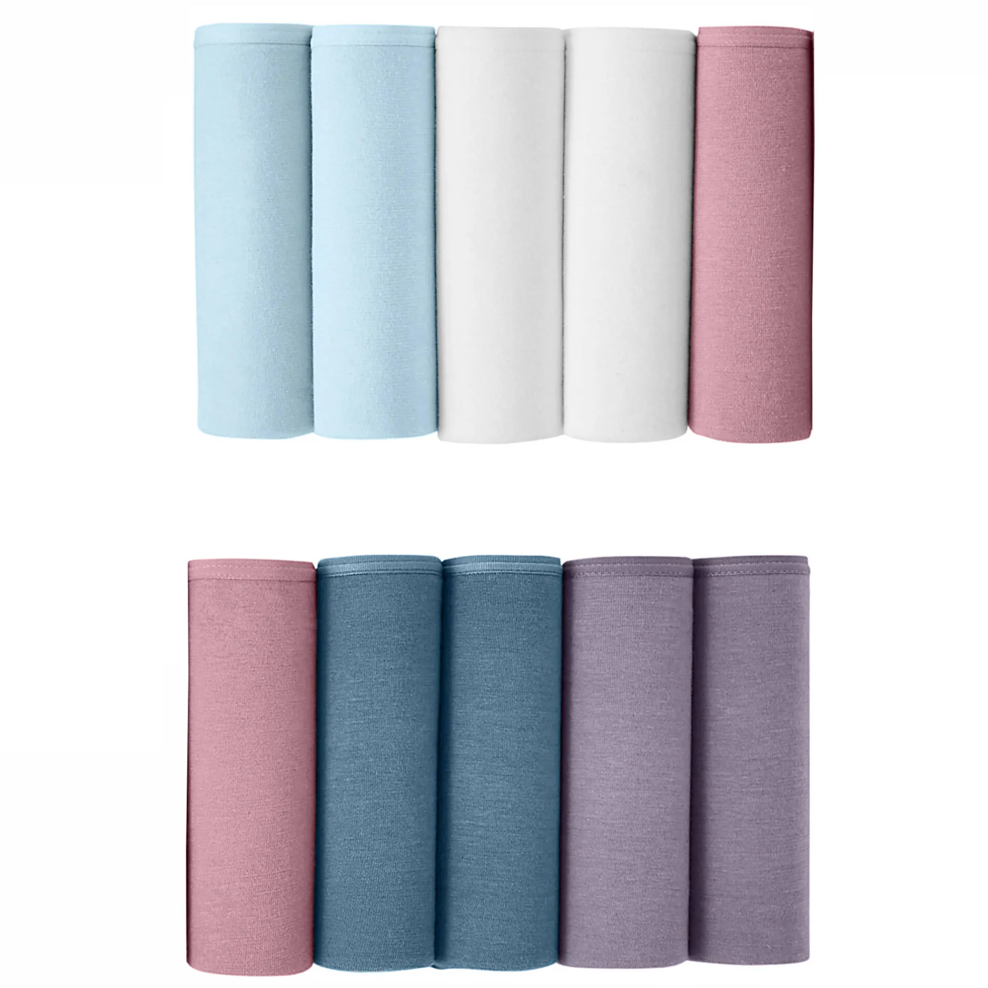 Slip En Shorty<Blancheporte Effen shorty in stretchkatoen - Set van 10 blauw / roze
