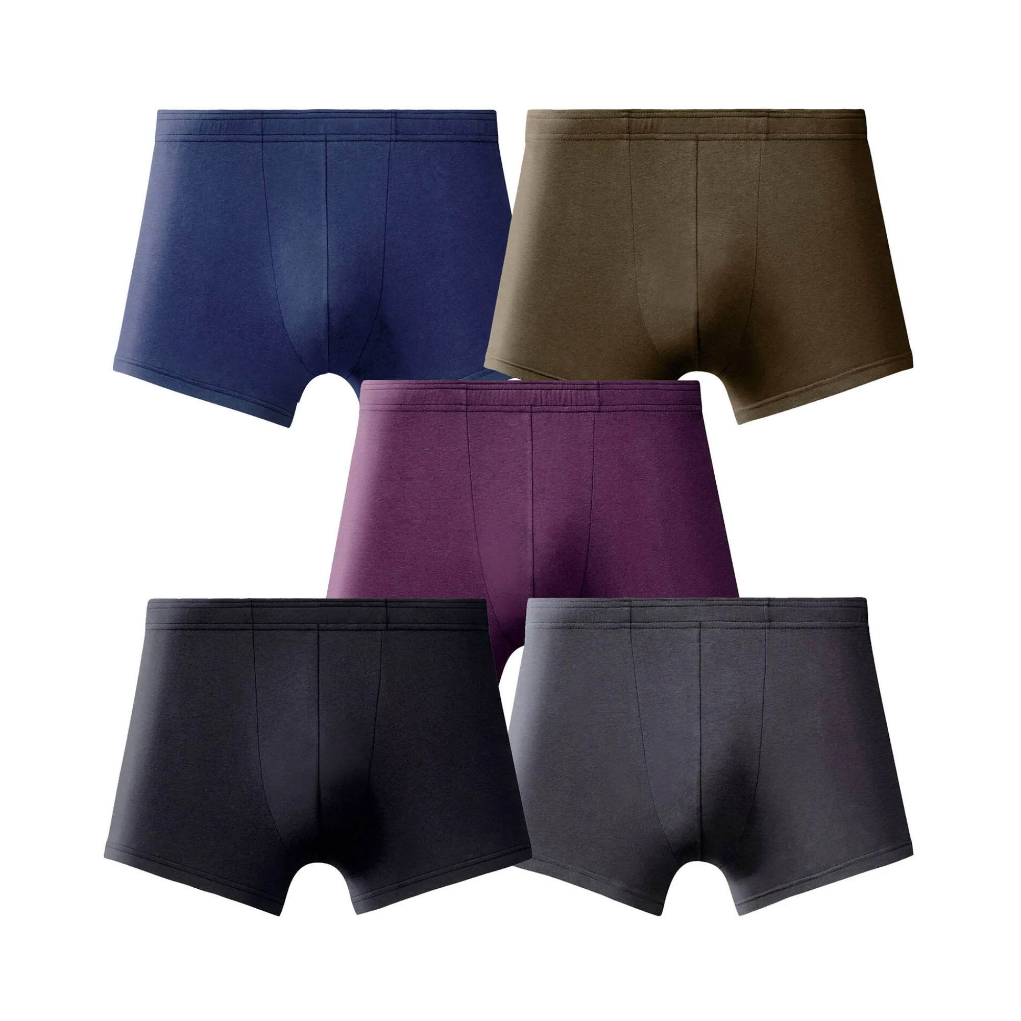 Ondergoed<Blancheporte Effen shorty met elastische, overtrokken tailleband - set van 5 kaki + paars + blauw