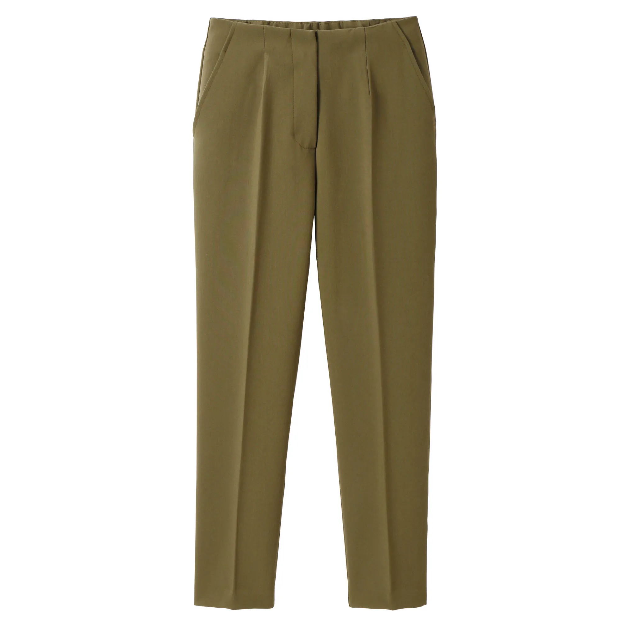 Broek<Blancheporte Effen slimbroek, kleine lengtes kaki