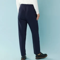 Broek<Blancheporte Effen slimbroek, kleine lengtes marine