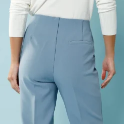 Broek<Blancheporte Effen slimbroek, kleine lengtes leigrijsblauw