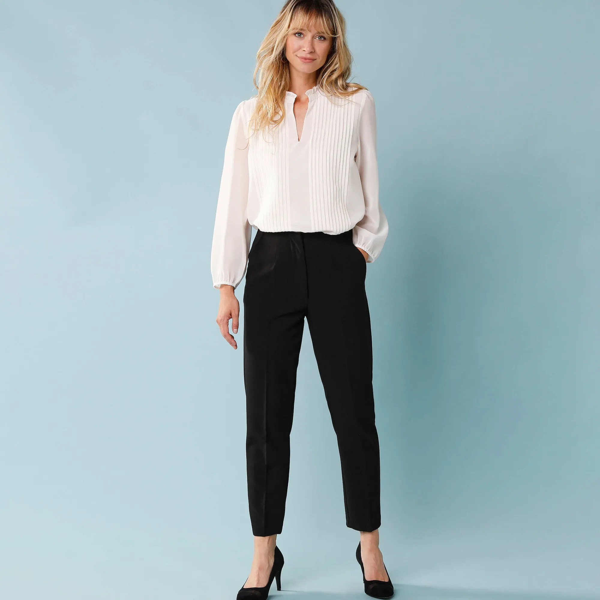 Feestoutfits Dames|Broek<Blancheporte Effen slimbroek, kleine lengtes zwart
