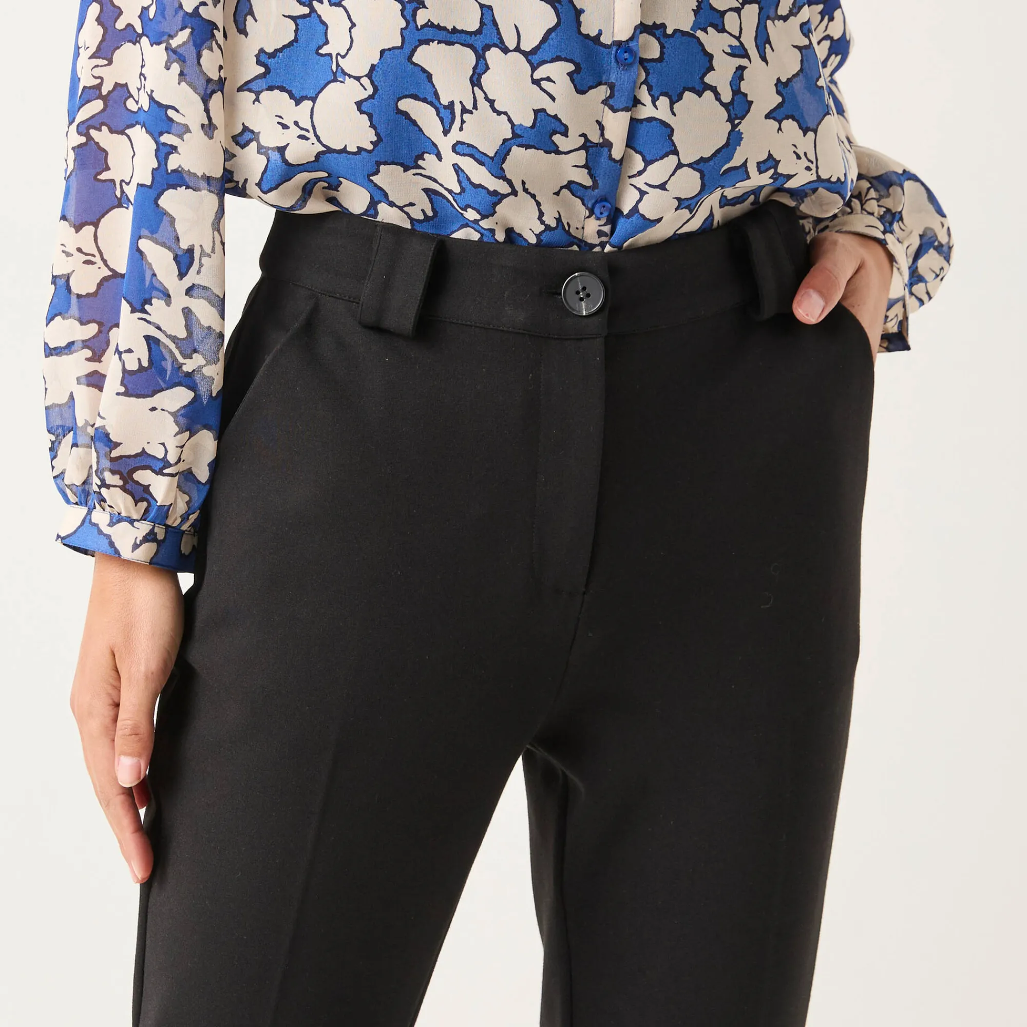 Broek<Blancheporte Effen slimbroek, milanotricot zwart