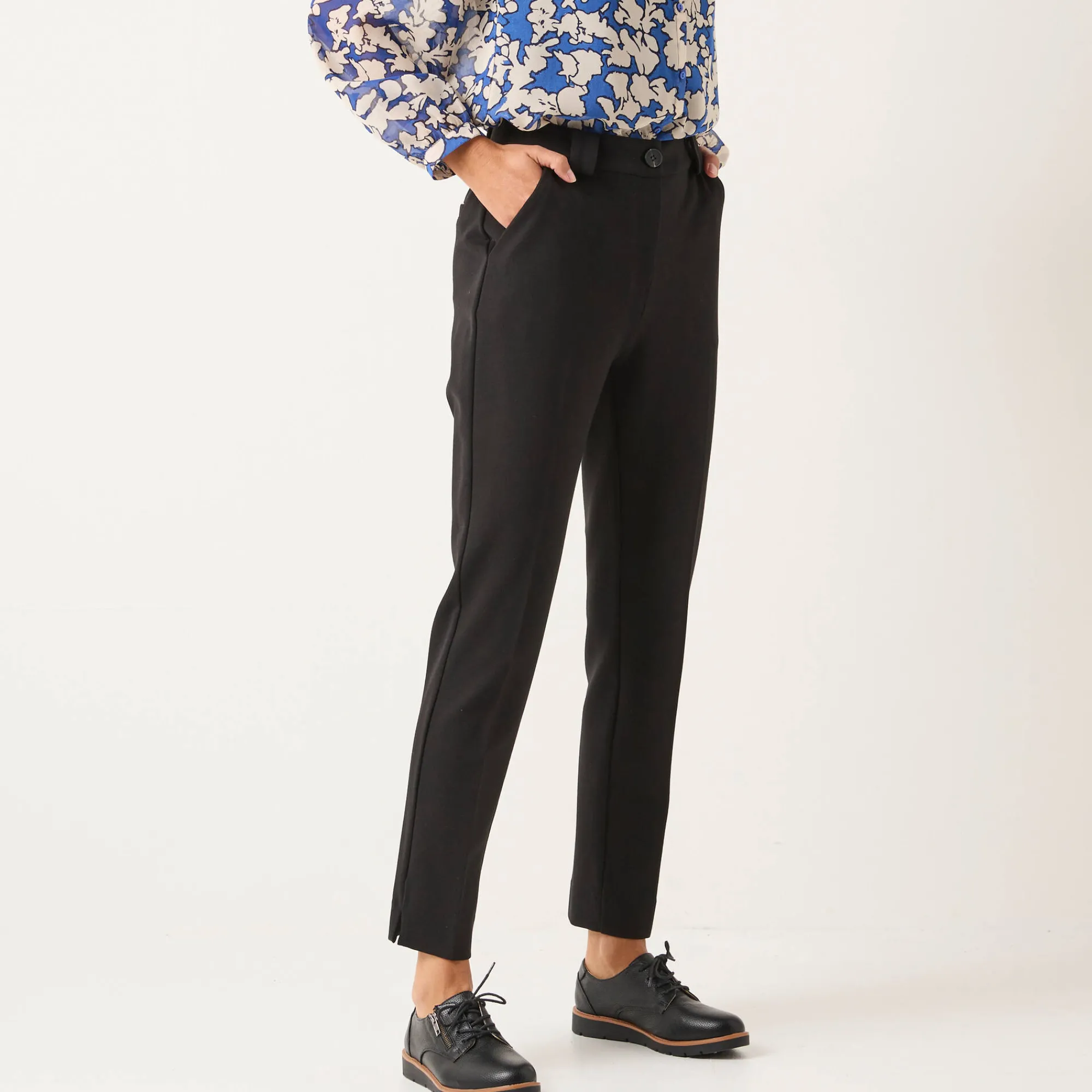 Broek<Blancheporte Effen slimbroek, milanotricot zwart