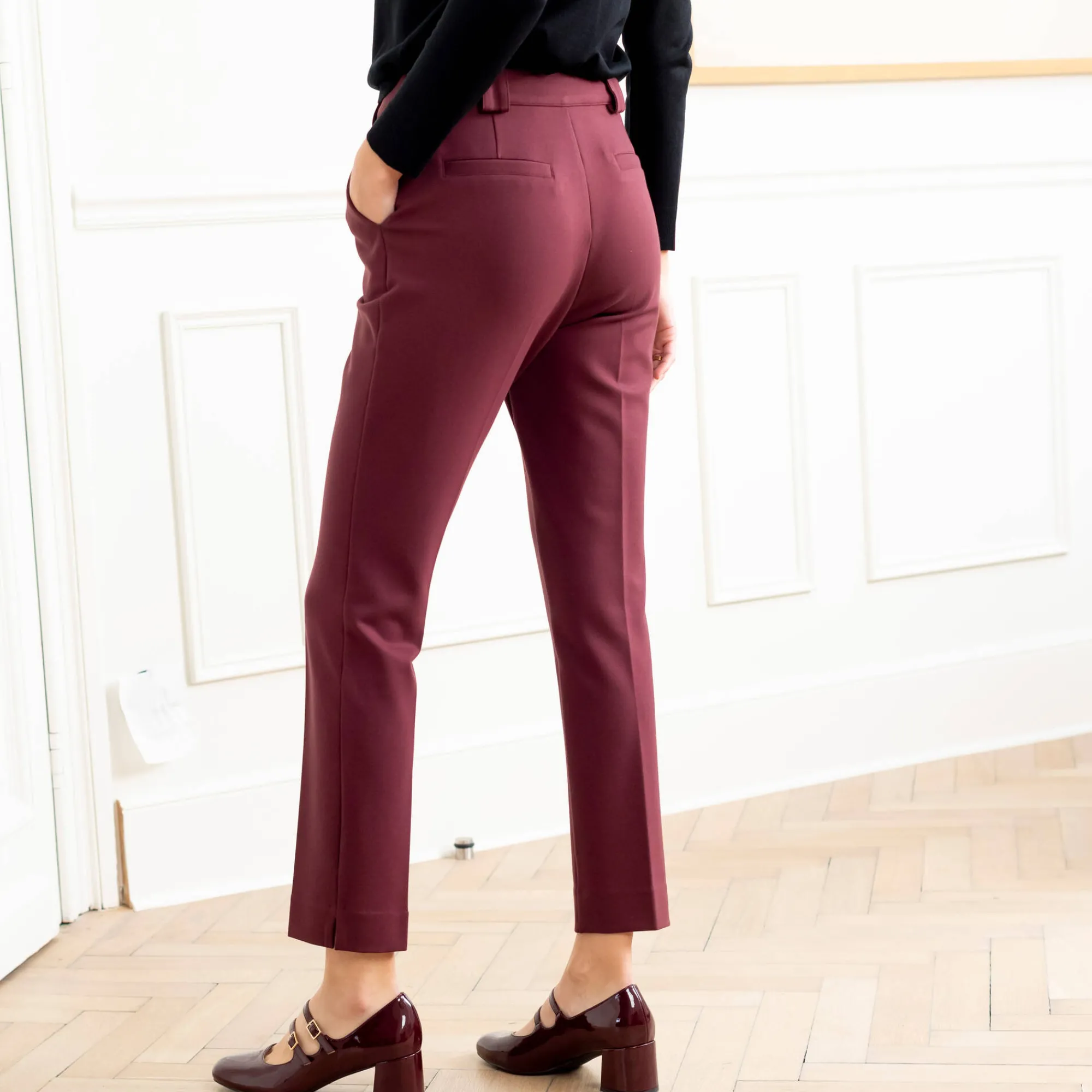 Feestoutfits Dames|Broek<Blancheporte Effen slimbroek, milanotricot bordeaux