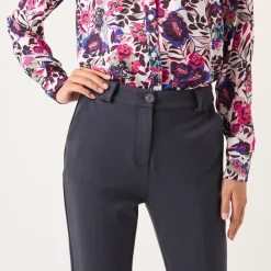 Broek<Blancheporte Effen slimbroek, milanotricot marine