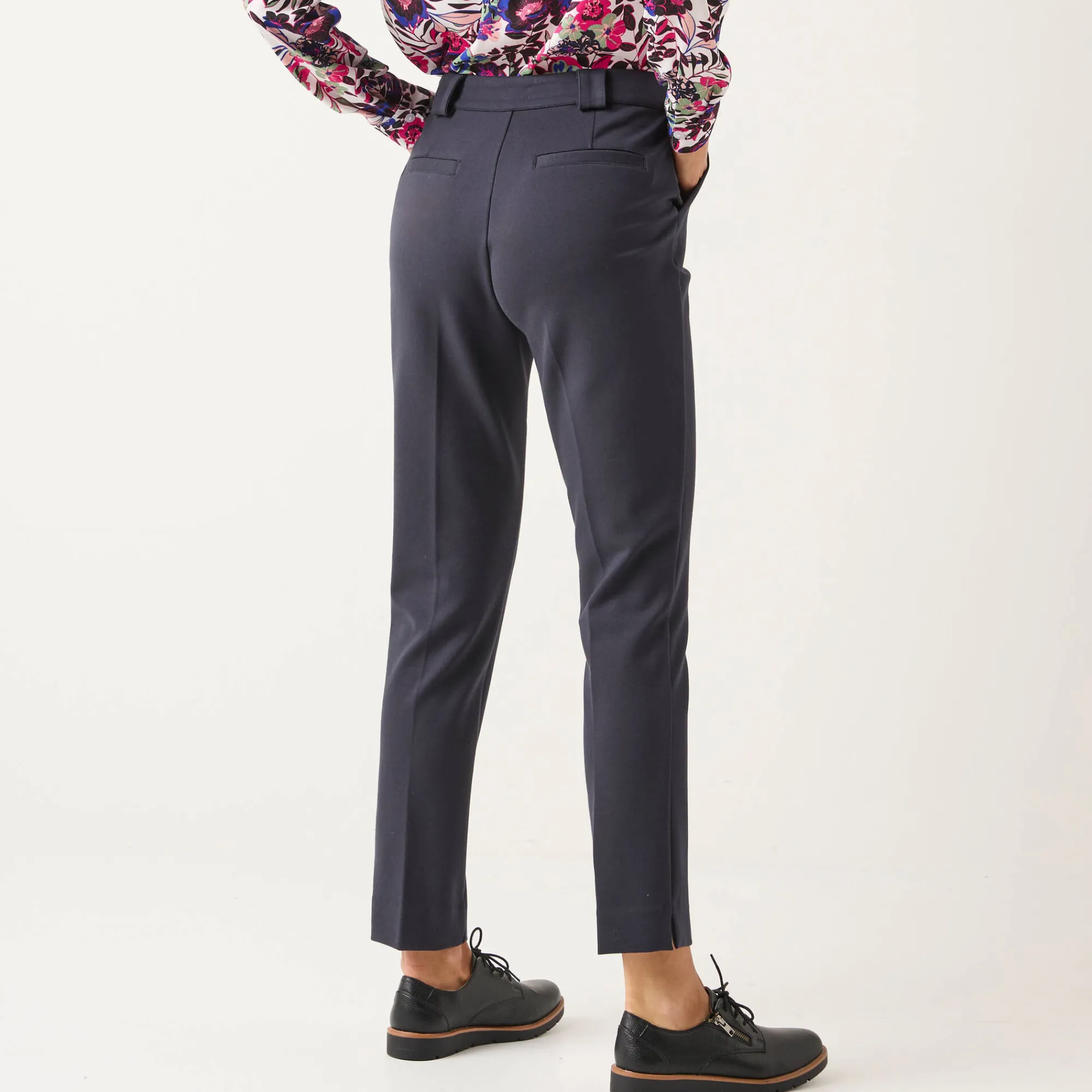 Broek<Blancheporte Effen slimbroek, milanotricot marine
