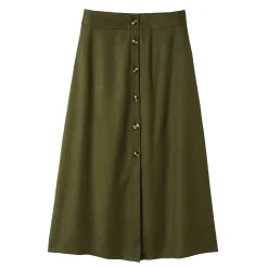 Rok<Blancheporte Effen, soepele rok met knopen, speciaal voor kleine lengtes kaki