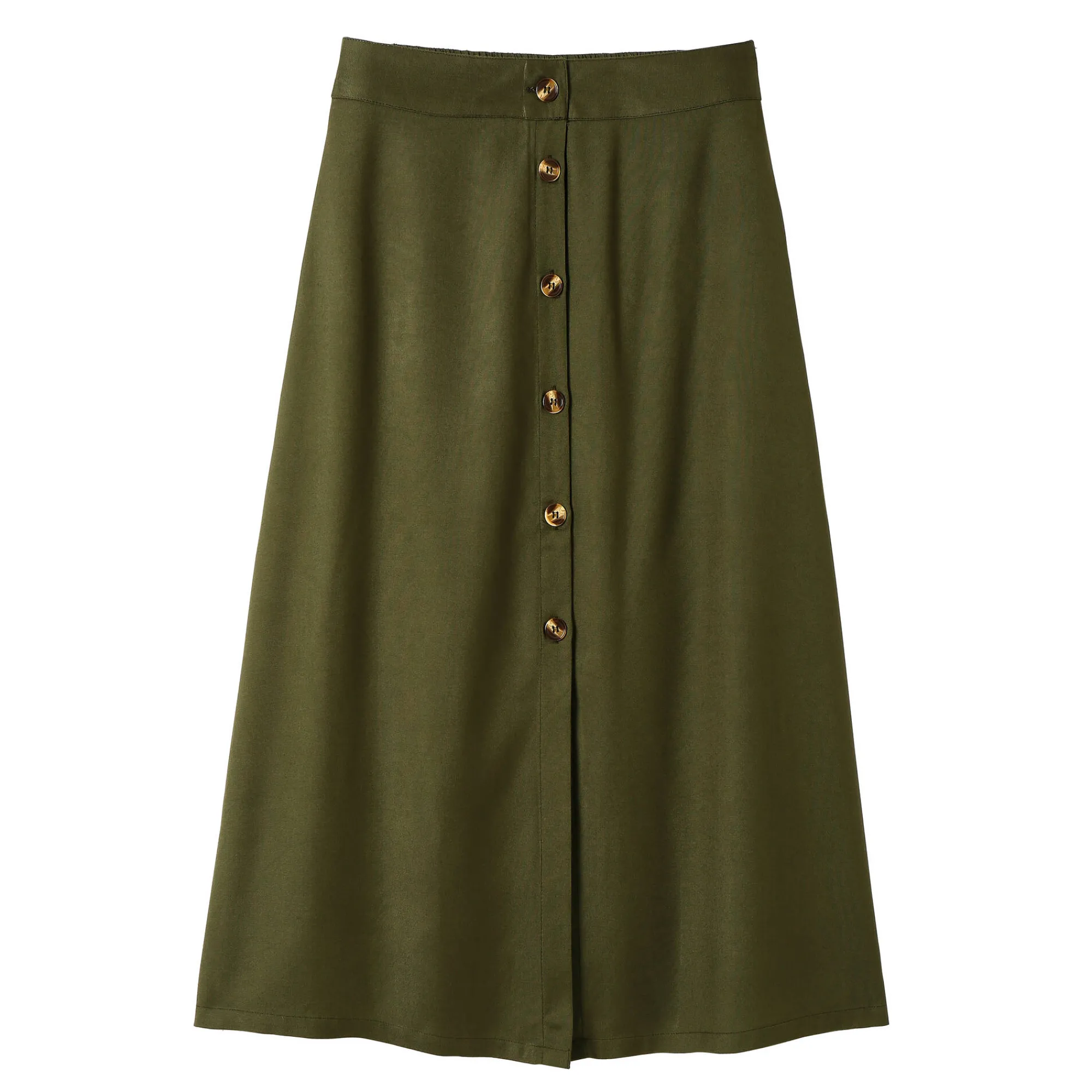 Rok<Blancheporte Effen, soepele rok met knopen, speciaal voor kleine lengtes kaki