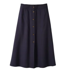 Rok<Blancheporte Effen, soepele rok met knopen, speciaal voor kleine lengtes marine