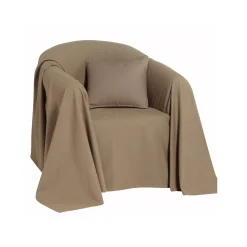 Zeildoekstof<Colombine Effen sprei in zeildoekstof taupe