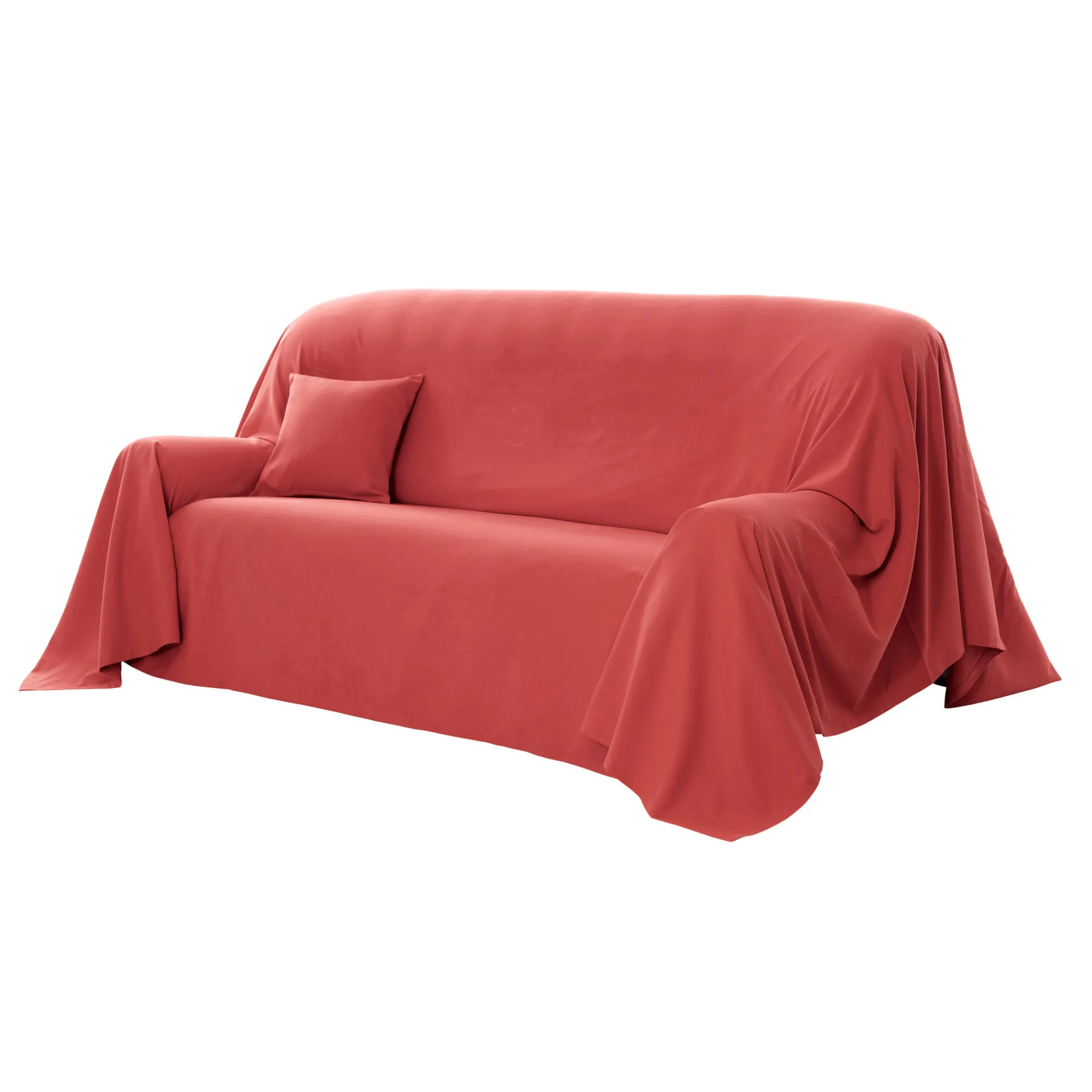 Zeildoekstof<Colombine Effen sprei in zeildoekstof terracotta