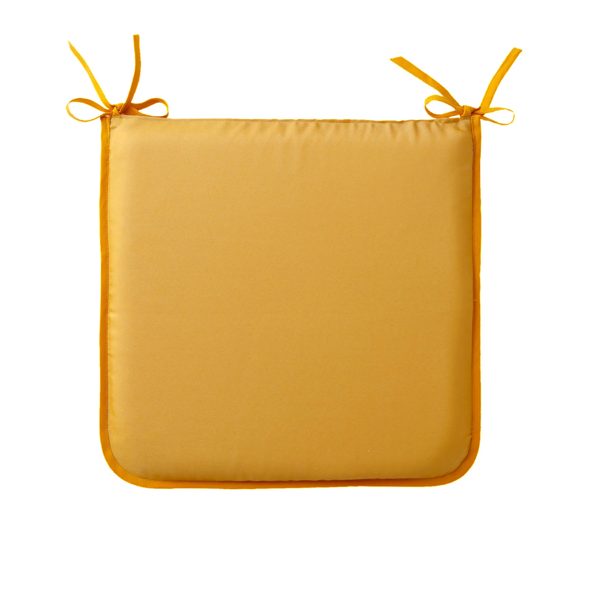 Stoelkussentje<Blancheporte Effen stoelkussentje, vierkant model - set van 2 mosterdgeel