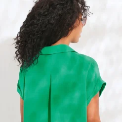 Jurk<Blancheporte Effen strandjurk, crepon groen