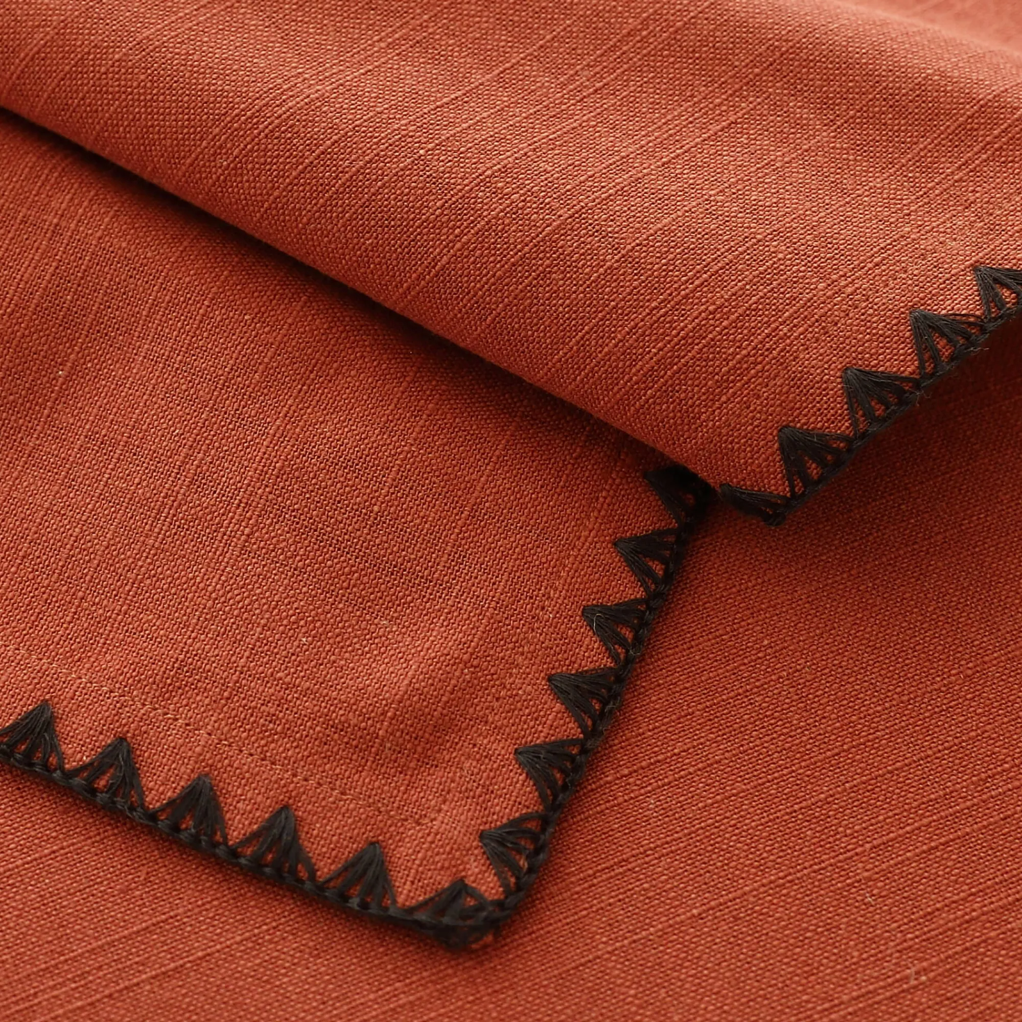 Tafellaken En Tafelloper<Blancheporte Effen tafellaken in katoen, met fantasieafwerking terracotta