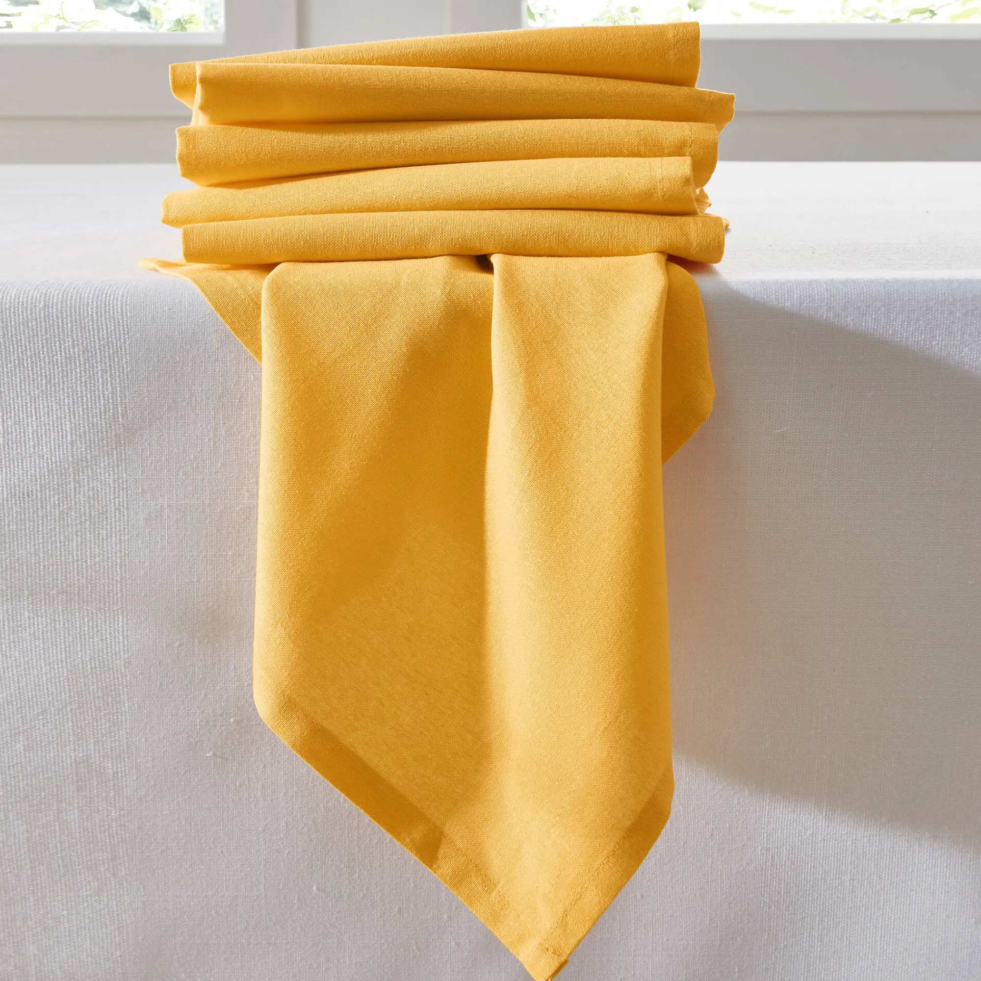 Servet<Blancheporte Effen tafelservet - set van 6 geel