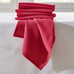 Servet<Blancheporte Effen tafelservet - set van 6 rood