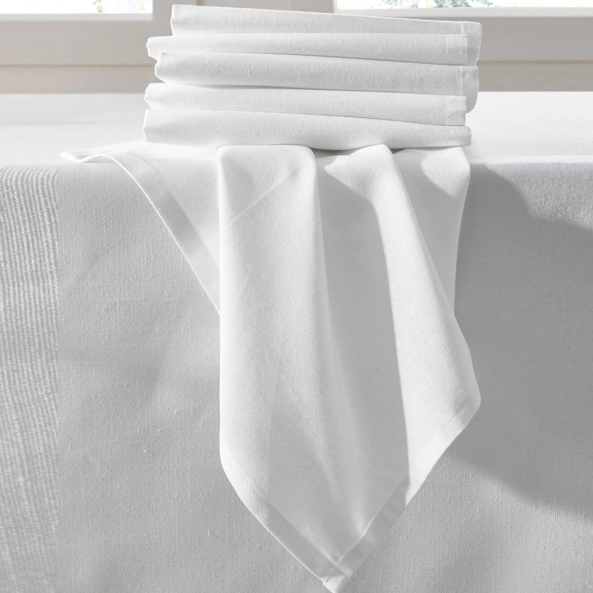 Servet<Blancheporte Effen tafelservet - set van 6 wit