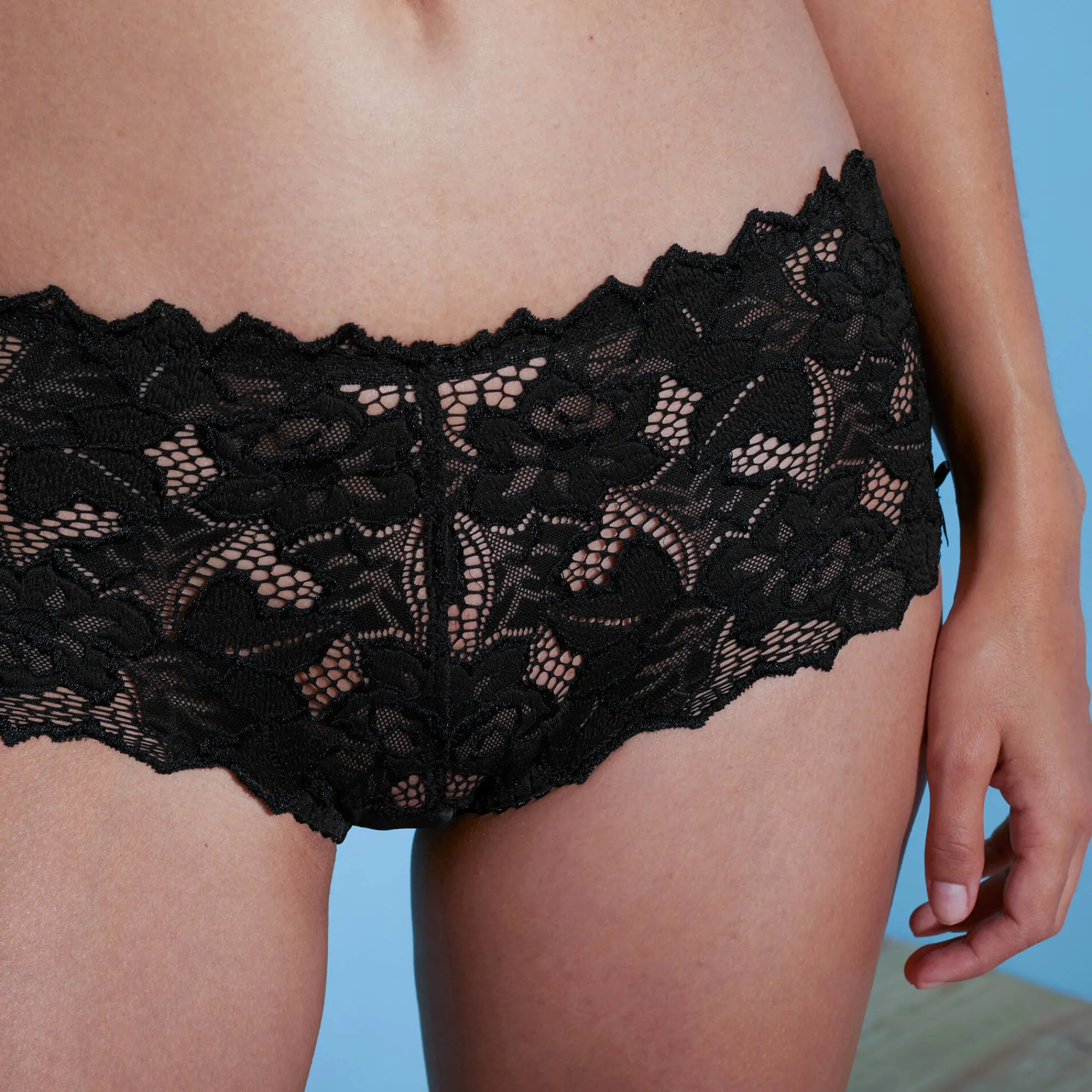 Slip En Shorty<Sans Complexe Effen tailleslip in kant Arum zwart