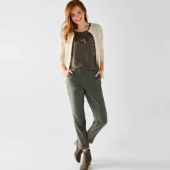 Broek<Blancheporte Effen tapered 7/8-broek kaki