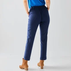 Broek<Blancheporte Effen tapered 7/8-broek marine