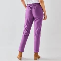Broek<Blancheporte Effen tapered 7/8-broek paars