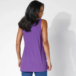 T-Shirt En Topje<Blancheporte Effen topje in biokatoen met ronde hals, eco-verantwoord iris