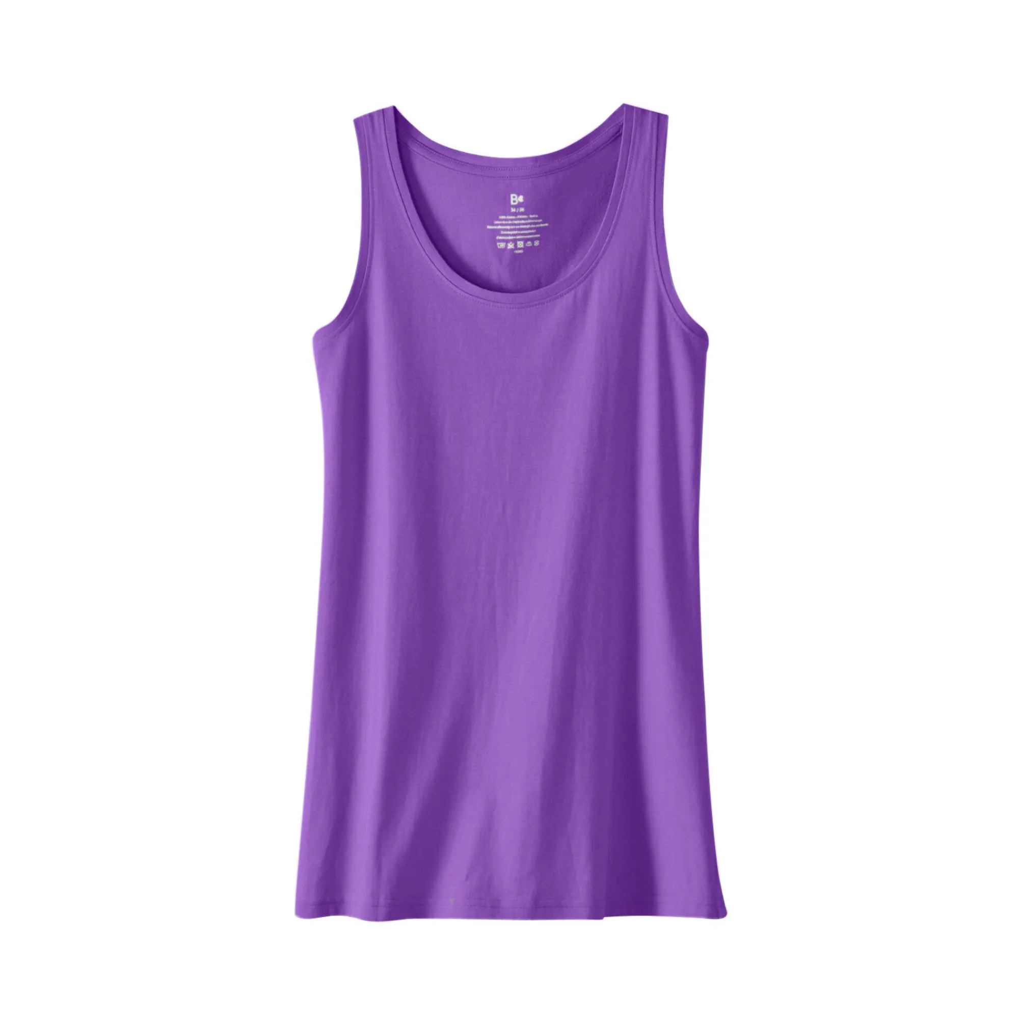 T-Shirt En Topje<Blancheporte Effen topje in biokatoen met ronde hals, eco-verantwoord iris