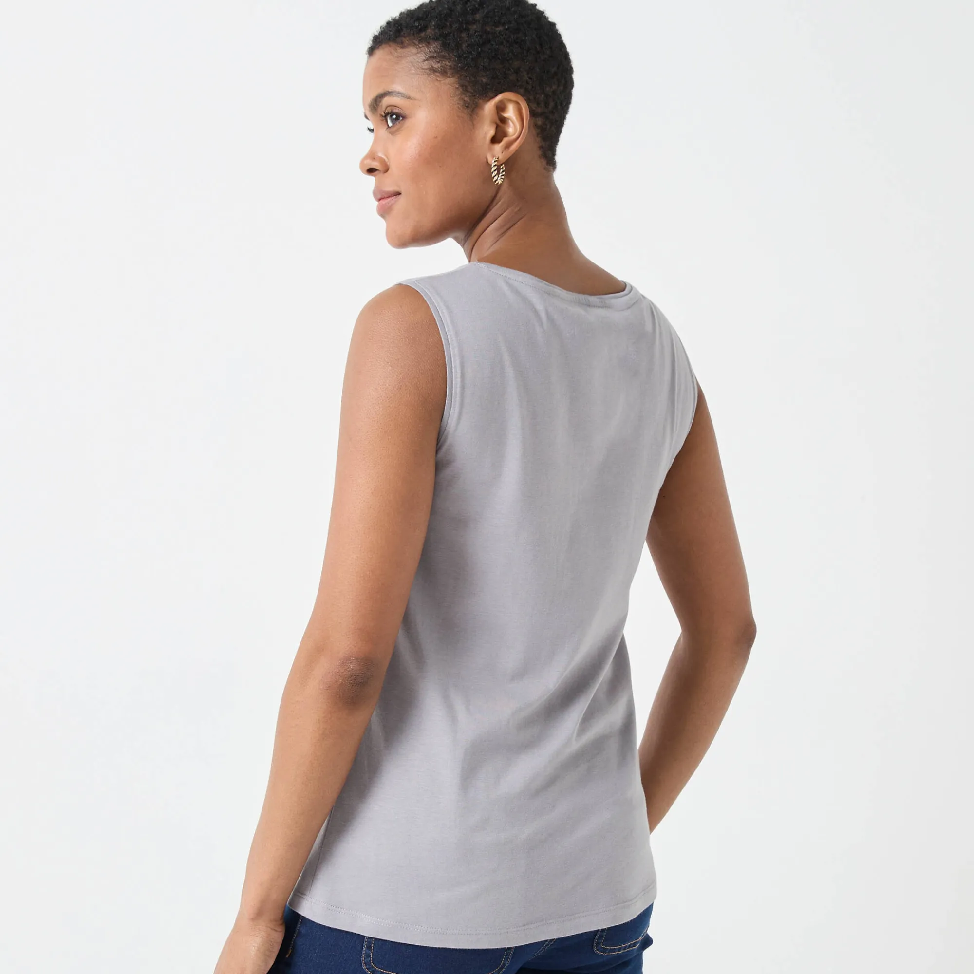 T-Shirt En Topje<Blancheporte Effen topje met brede bandjes grijs