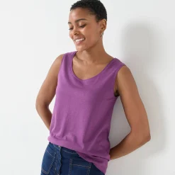 T-Shirt En Topje<Blancheporte Effen topje met brede bandjes paars