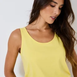 T-Shirt En Topje<Blancheporte Effen topje met brede bandjes, katoen lichtgeel