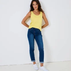 T-Shirt En Topje<Blancheporte Effen topje met brede bandjes, katoen lichtgeel