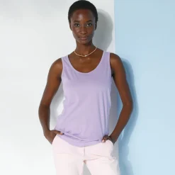 T-Shirt En Topje<Blancheporte Effen topje met brede bandjes, katoen mauve