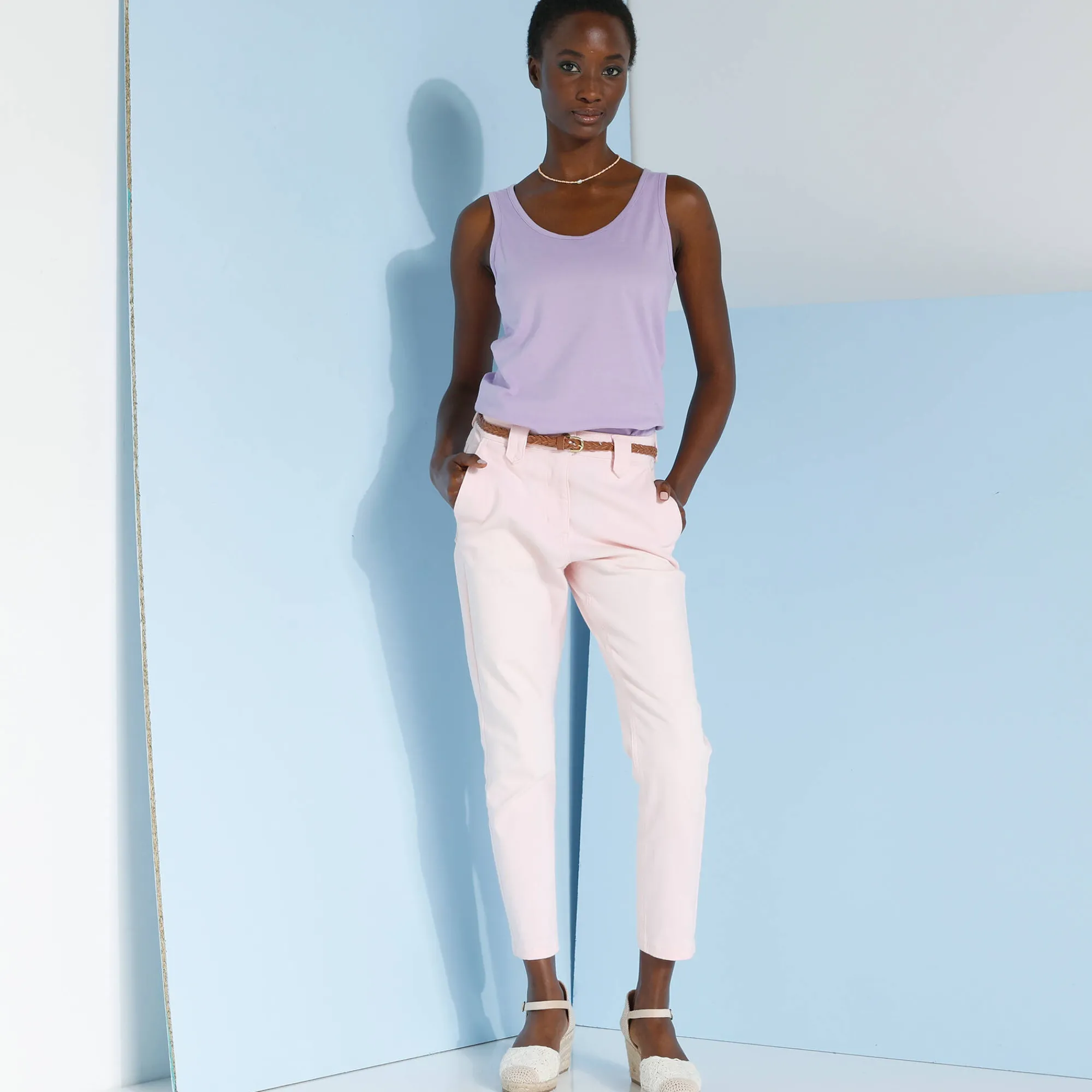 T-Shirt En Topje<Blancheporte Effen topje met brede bandjes, katoen mauve