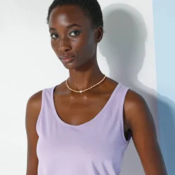 T-Shirt En Topje<Blancheporte Effen topje met brede bandjes, katoen mauve