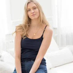 T-Shirt En Topje<Lora Zellini Effen topje met fijne bandjes marineblauw