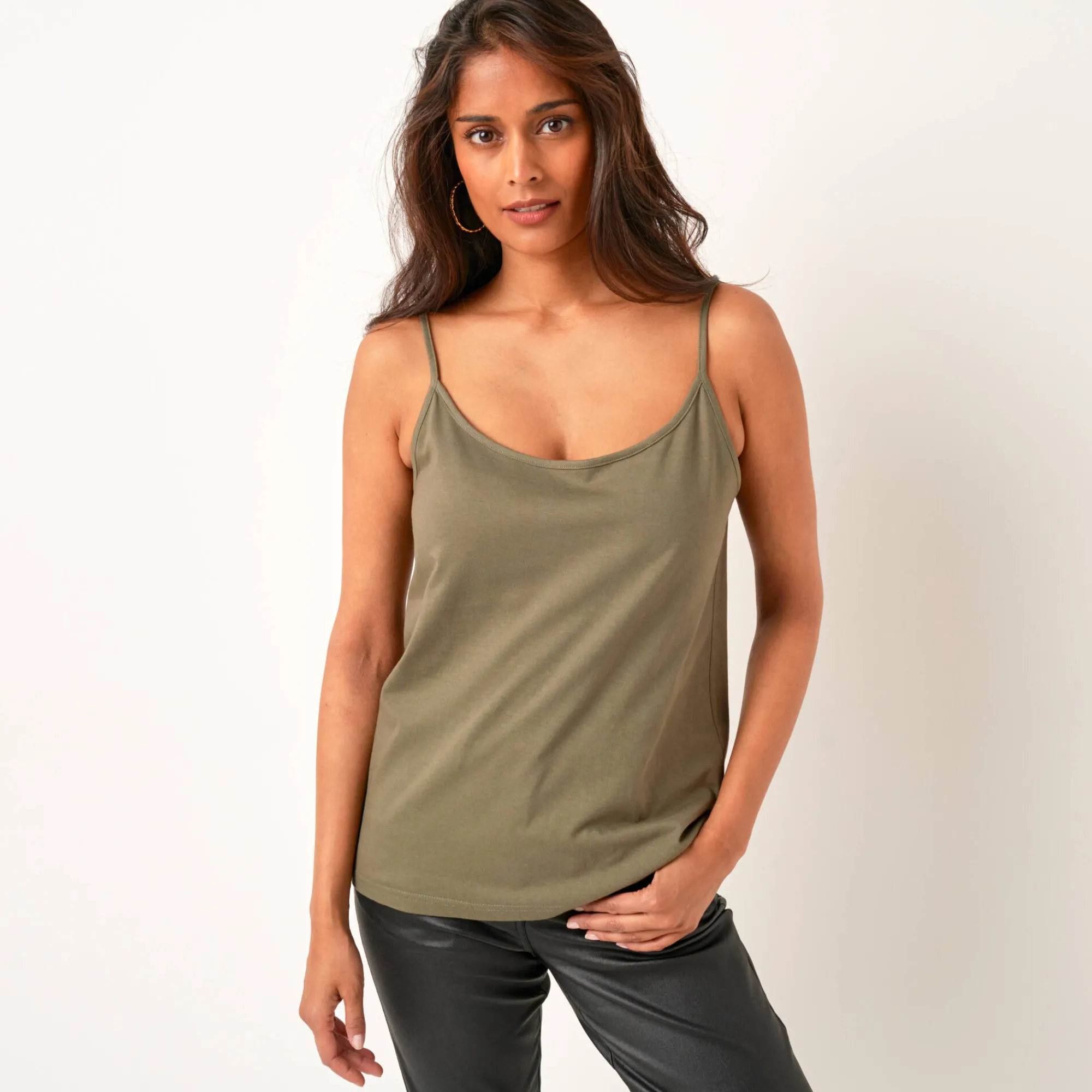 T-Shirt En Topje<Lora Zellini Effen topje met fijne bandjes bronskleur