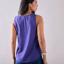 Bloes En Tuniek<Colors&Co Effen topje met kant paars