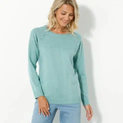 Trui En Vest<Outdoor Collection Effen trui in marinestijl grijsgroen