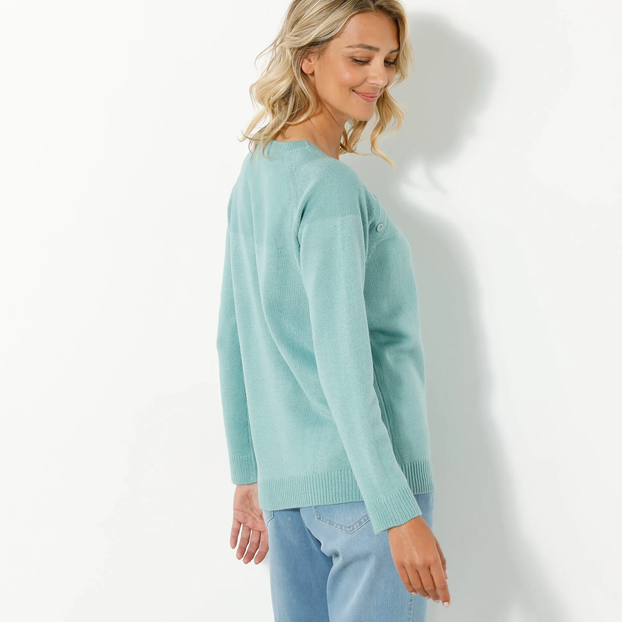 Trui En Vest<Outdoor Collection Effen trui in marinestijl grijsgroen