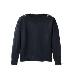 Trui En Vest<Blancheporte Effen trui met boothals, knopen aan de schouders marine