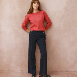 Trui En Vest<Blancheporte Effen trui met boothals, knopen aan de schouders chiné roze