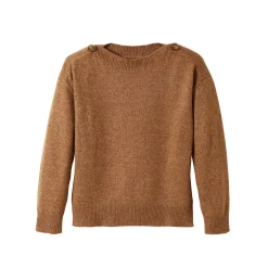 Trui En Vest<Blancheporte Effen trui met boothals, knopen aan de schouders chiné taupe