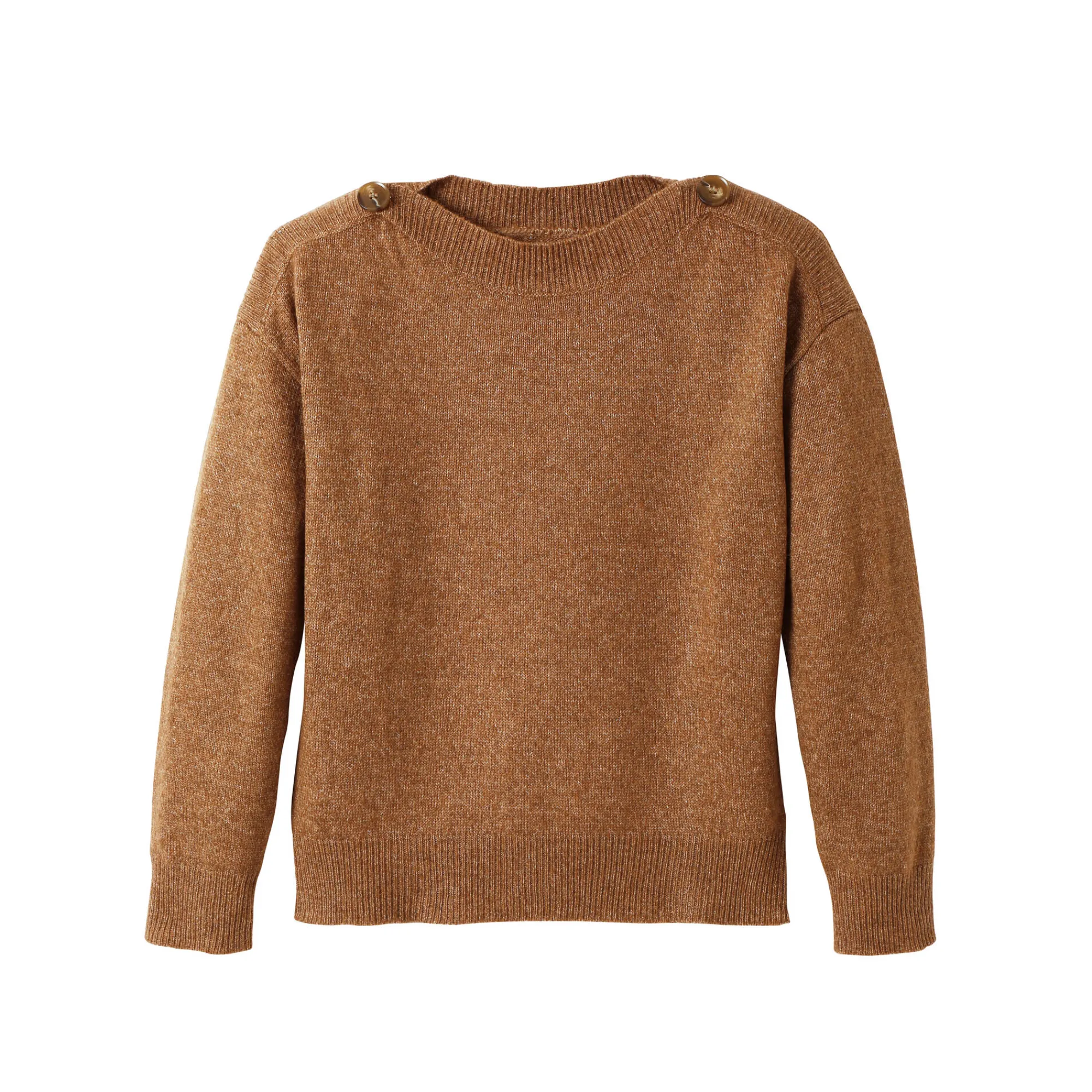 Trui En Vest<Blancheporte Effen trui met boothals, knopen aan de schouders chiné taupe
