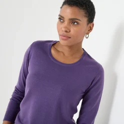 Trui En Vest<Blancheporte Effen trui met ronde hals, zachte touch aubergine