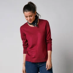 Trui En Vest<Blancheporte Effen trui met ronde hals, zachte touch pruim