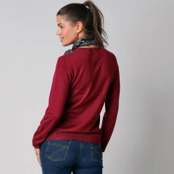 Trui En Vest<Blancheporte Effen trui met ronde hals, zachte touch pruim
