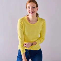 Trui En Vest<Blancheporte Effen trui met ronde hals, zachte touch lichtgeel